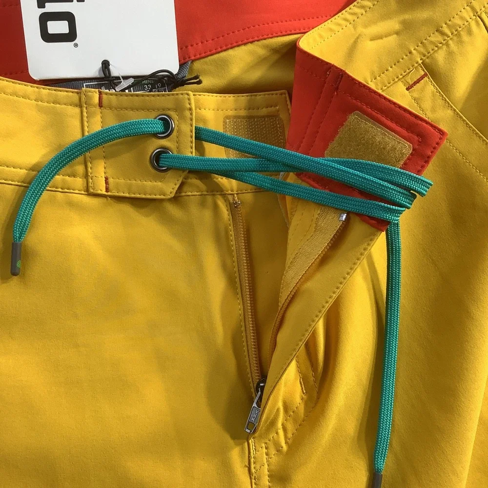 Stio Mens CFS Board Shorts Quick Dry Swim Trunks Yellow Size 33 NWT